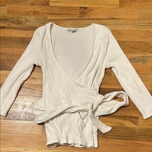 Elegant Cream Wrap Top